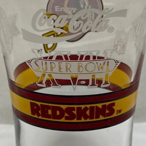 Vintage Washington Redskins NFL Superbowl XXVI 26 Coca Cola Glass Cup - Picture 8 of 15